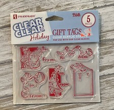 New Inkadinkado Clear Stamps 5 Pc Holidays Christmas Gift Tags To From 95646