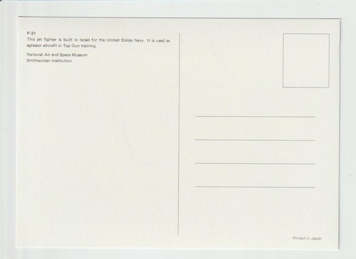 US Navy Jet Fighter Postcard National Air & Space Museum Unposted F-21 - Picture 2 of 2