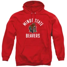Minot State University Adult Pullover Hoodie Beavers Logo, Red, S-3XL
