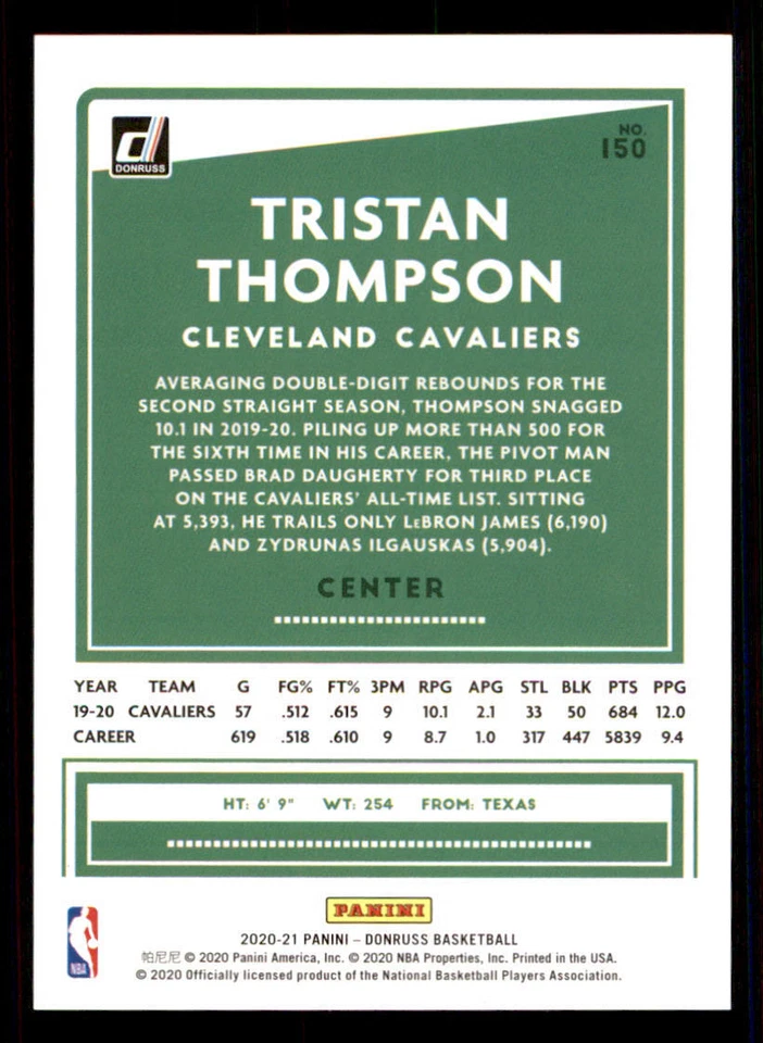 2020-21 Donruss Choice Red #150 Tristan Thompson /99 - Image 2 of 2