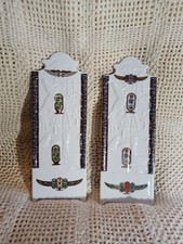 Rare Fine Royal Porcelaine 2 Egyptian Hieroglyph Souvenir Wall Plaque.Intricate