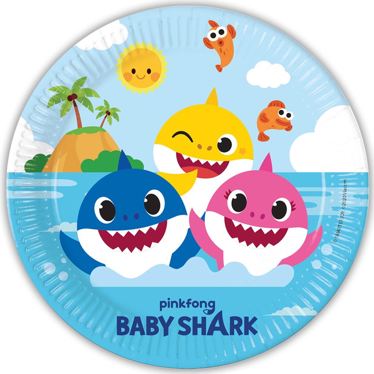 Baby Shark Party Plates Childrens Birthday Party Yellow Shark Paper Plates 23cm