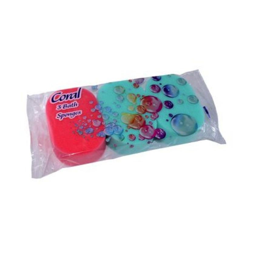 Bath Sponges Coral Pack of 3 Multi Purpose Multi Use Sponges 2 Colours - Image 3