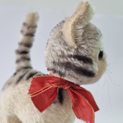 Rare Vintage STEIFF Lizzy Cat 22cm Larger Mohair Stuffed Toy