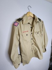 Boy Scouts of America Uniform Youth Large Tan Shirt Vintage Made In USA