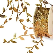 Leaf Ribbon | Leaf String | Gold Leaf Cord - 1 1/4" X 10 Yards (pm4824627)