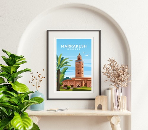 Marrakesch Kunstdruck | Marokko Reise Poster - Koutoubia Moschee Wandbild - Bild 2 von 4