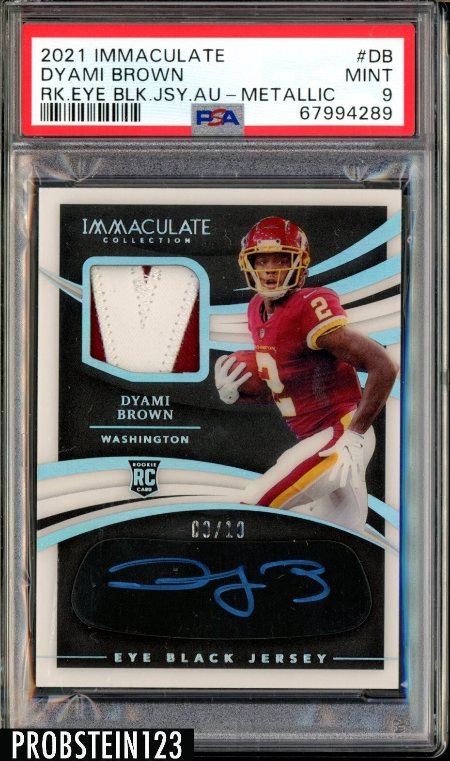 Dyami Brown Panini Immaculate Collection Rookie Eye Black Jersey Autographs #DB Metallic