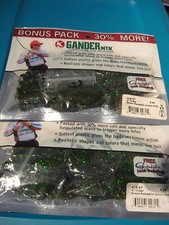 2 Packs Gander Mountain Fishing Soft Bait 4" Craw Green Pumpkin & Green Flakes