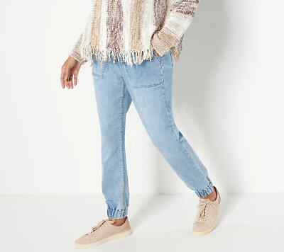 Laurie Felt Daisy Denim Jogger Pants - Indigo Washes NWT A399726 QVC