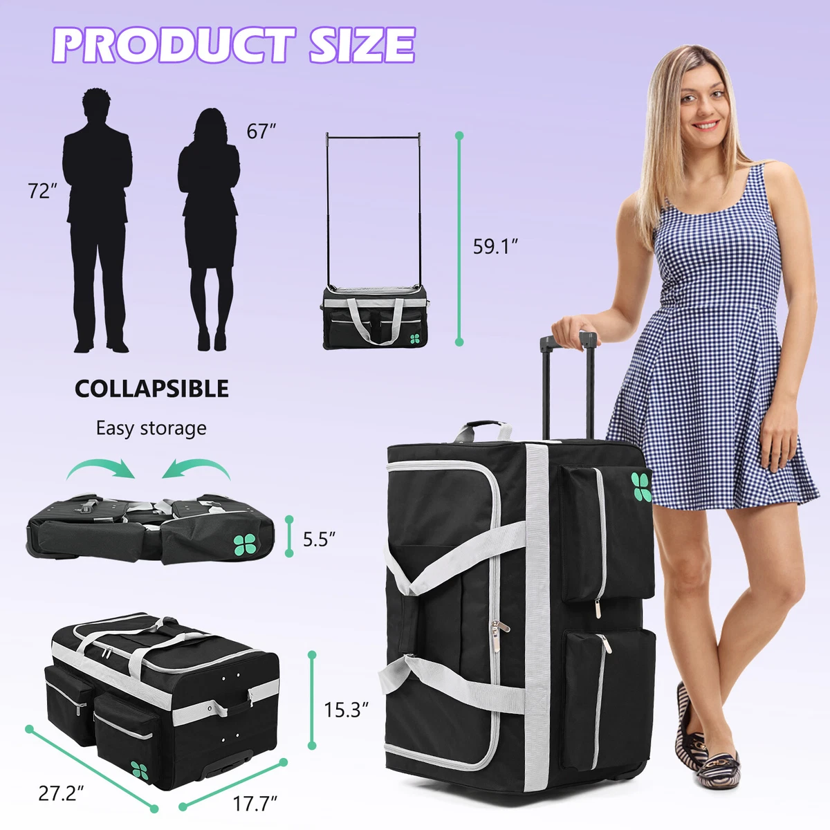 Discover 163+ rolling bag with garment rack best kidsdream.edu.vn