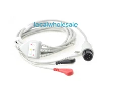One piece Edan ECG Cable 6Pin Snap AHA 3 lead Compatible 