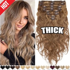 DICK! Clip In Echthaar Remy Hair Extensions 8 Weft Tressen Haarteile Braun Blond