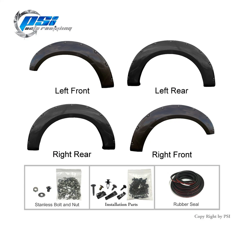 Black Paintable Pocket Rivet Fender Flares 17-20 Ford F-250, F-350 Super Duty Foto 2 de 3