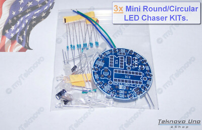 Led Sequencer Kit 3x Mini ROUND White LED Sequencer Chaser Follower Scroller DIY KIT ...