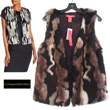 Catherine Malandrino New Animal Print Open Front Vest M