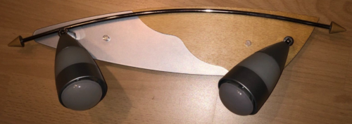 Deckenlampe Deckenleuchte Strahler Spot 2-flammig Holz Metall Chrome - Bild 1 von 3