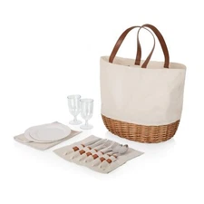 PICNIC TIME - Promenade Picnic Basket for 2 - Picnic Set with Canvas Tote Bag...