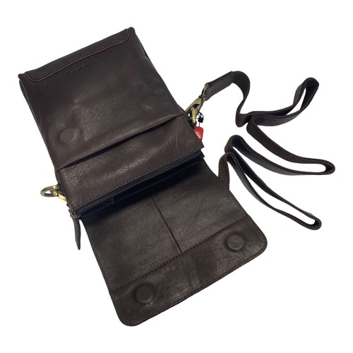 BORSA BORSELLO TRACOLLA UOMO PIERRE CARDIN 28005 YS12 PELLE MARRONE ORIGINALE - Picture 5 of 5