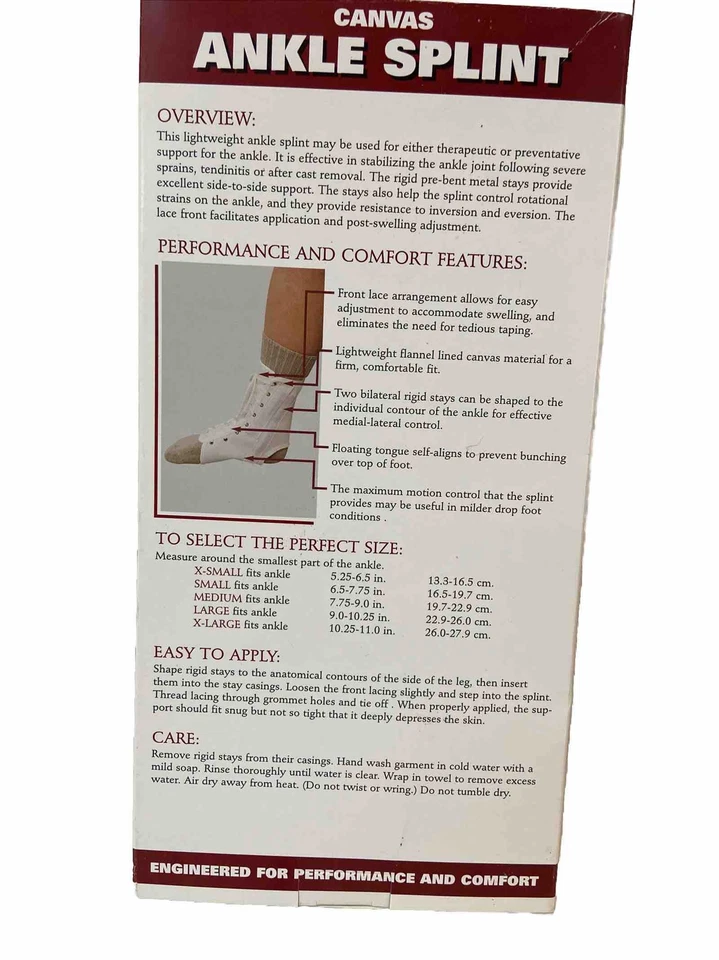 OTC Canvas Ankle Support Splint (White) Medium Foto 2 de 4