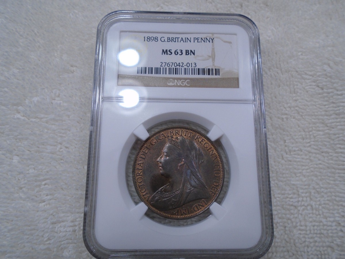 コレクション 1898 G.BRITAIN PENNY NGC MS64 BN 1898 Great Britain Penny KM790 NGC MS63 BN Queen Victoria Penny