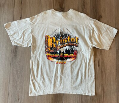 2009 Thunder in the Valley Bristol Tennessee Tan Tee Racing T-Shirt Size XL