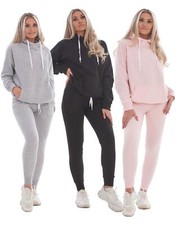 Ladies Hooded Tracksuit Set Slim Fit Sweatshirt  Joggers Activewear S to XL