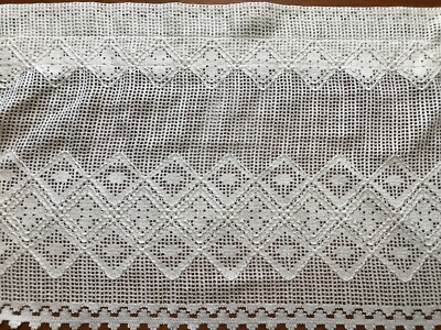 BTY Vintage IVORY COTTON CROCHET LACE 15  Valance Curtain CUT & SEW w Rod Pocket