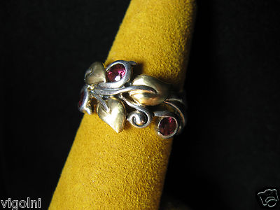 BARBARA BIXBY RHODOLITH GRANAT EDELSTEIN RINGGRÖSSE 7 SS 18K WEINBLATT Geschenk