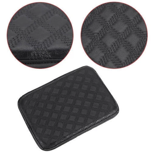 Car Black PU Leather Armrest Pad Cover Center Console Box Protecter Dustproof - Image 2 of 4