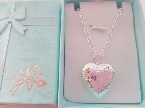 Childrens Heart Locket 14" Chain Girls Jewellery Xmas Stocking Filler Gift - Picture 3 of 7