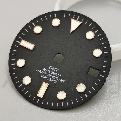 Esfera de reloj brillante esfera negra blanca azul verde azul rojo naranja GMTText negro dorado - Imagen 11 de 48