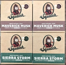 Dr. Squatch Mens Natural Soap - 2x Maverick Musk and 2x Sierra Storm - 4 BARS!