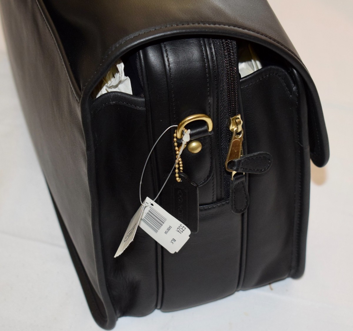 Coach Prescott Black Leather Laptop Briefcase Turnlock Messenger