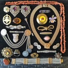LOT 26 Antique Art Deco Jewelry Gold Filled Glass Rhinestone Sterling Coral +