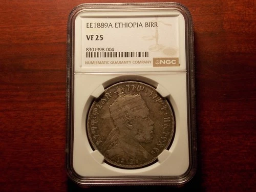 EE1889 Ethiopia Birr large silver coin  NGC VF 25