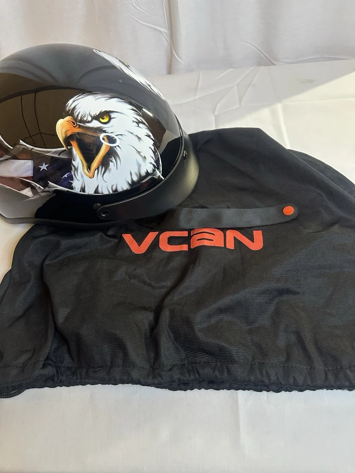 Casco de moto VCAN V5 con águila talla grande Foto 4 de 4