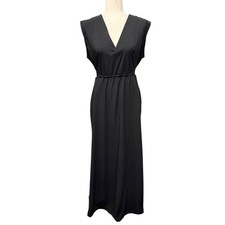 Athleta Marlow Dress Womens XL Black Maxi V-Neck Pockets Stretch Travel Minimali
