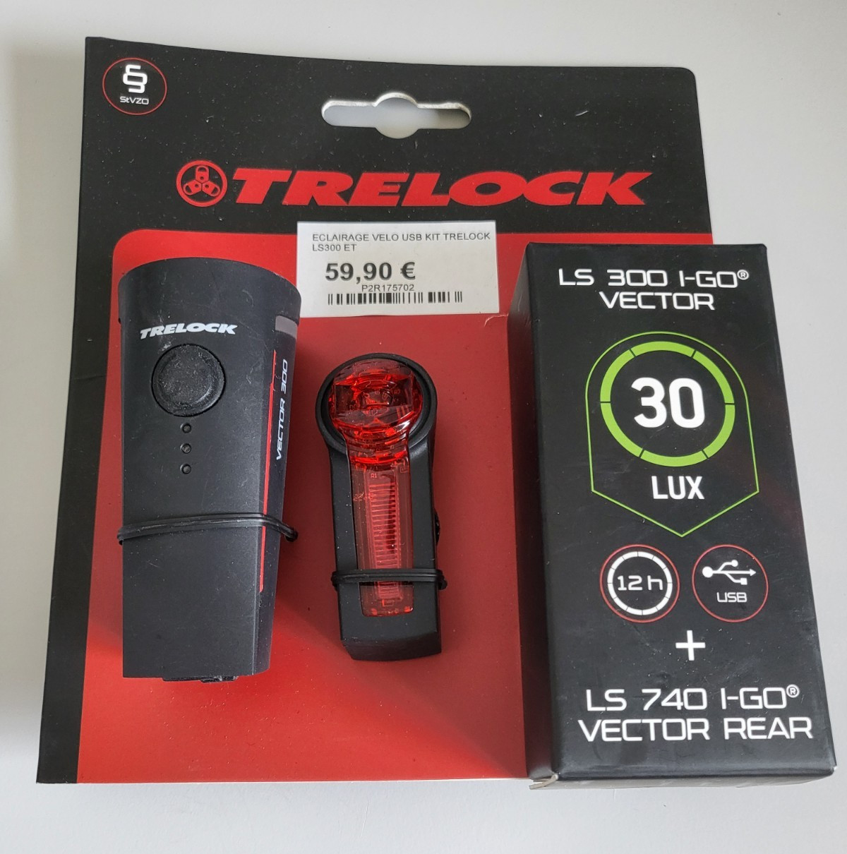 Lampe vélo TRELOCK LS300 et LS470 I-GO VECTOR éclairage LED USB puissant