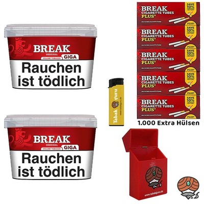 Break Original Volumentabak Giga Box 2x 185g + 1000 Break Extra Hülsen + Zubehör