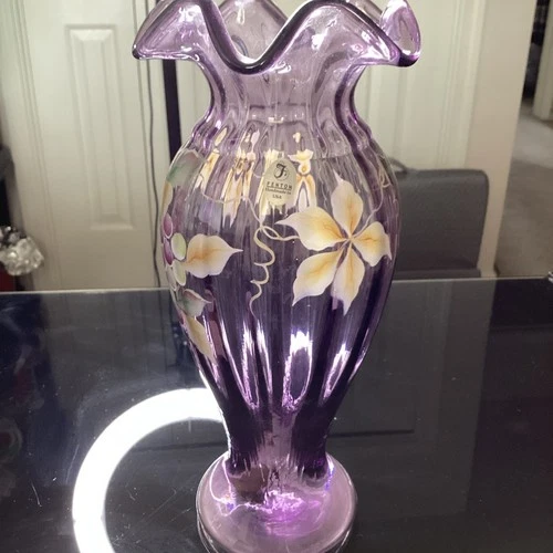 Amethyst Fenton Glass Signed Vase