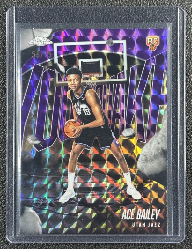 ACE BAILEY 2025-26 TOPPS CHROME YOUTHQUAKE GEOMETRIC PURPLE REFRACTOR RC 58/75