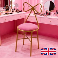 Versatile Makeup Dressing Chair Stylish Pink Vanity Stool w/Bow Knot Backrest UK