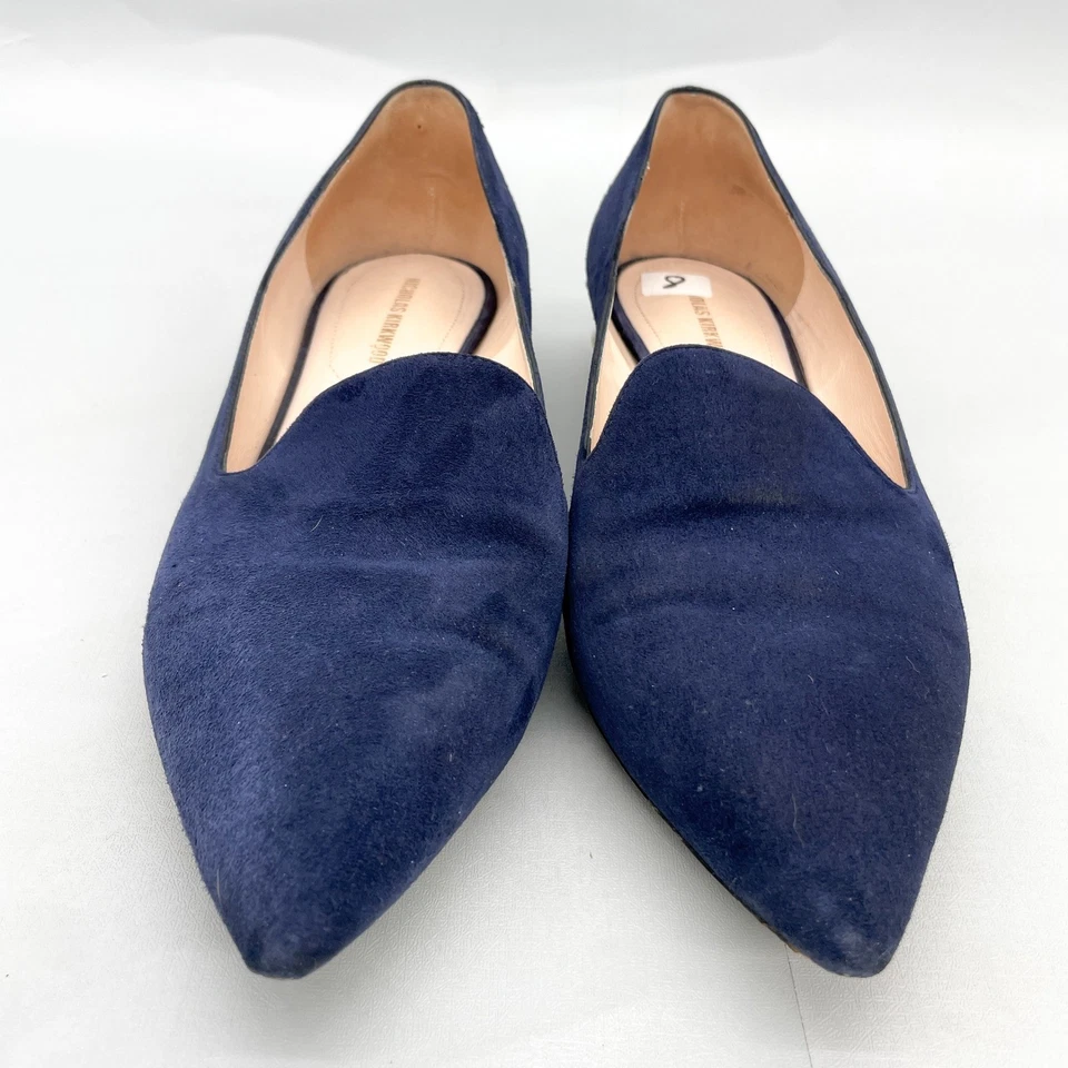 Женские мокасины на каблуках Nicholas Kirkwood 38,5 8,5 темно-синие замшевые с жемчугом - Изображение 3 из 4