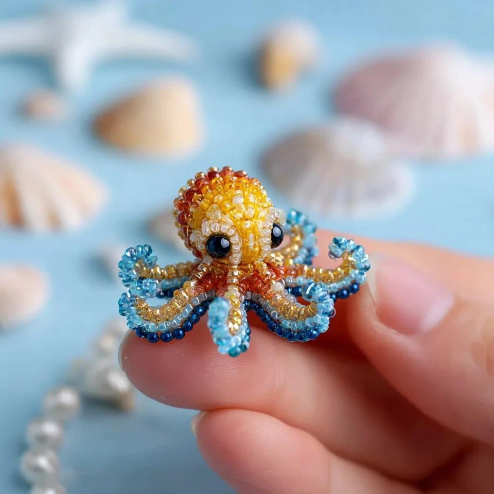 Octopus Bead Embroidery Kit,3D Ocean Animals DIY Beadwork Craft Kit, DIY Craft - Image 3 of 4