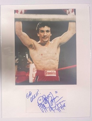 Ray Mancini matted signed index card with photo 11x14 #1 professional boxer
