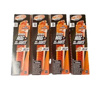 Nerf Pro Mag 15 Half-Length Darts Magazine Refills for Torrent & Sender Lot Of 4