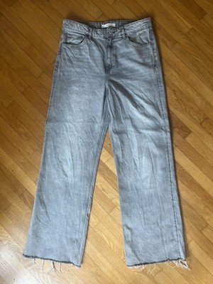 Mango Jeans Danila Gr. 42 Grau Wide Leg High Rise 5-Pocket Baumwolle wie Neu 