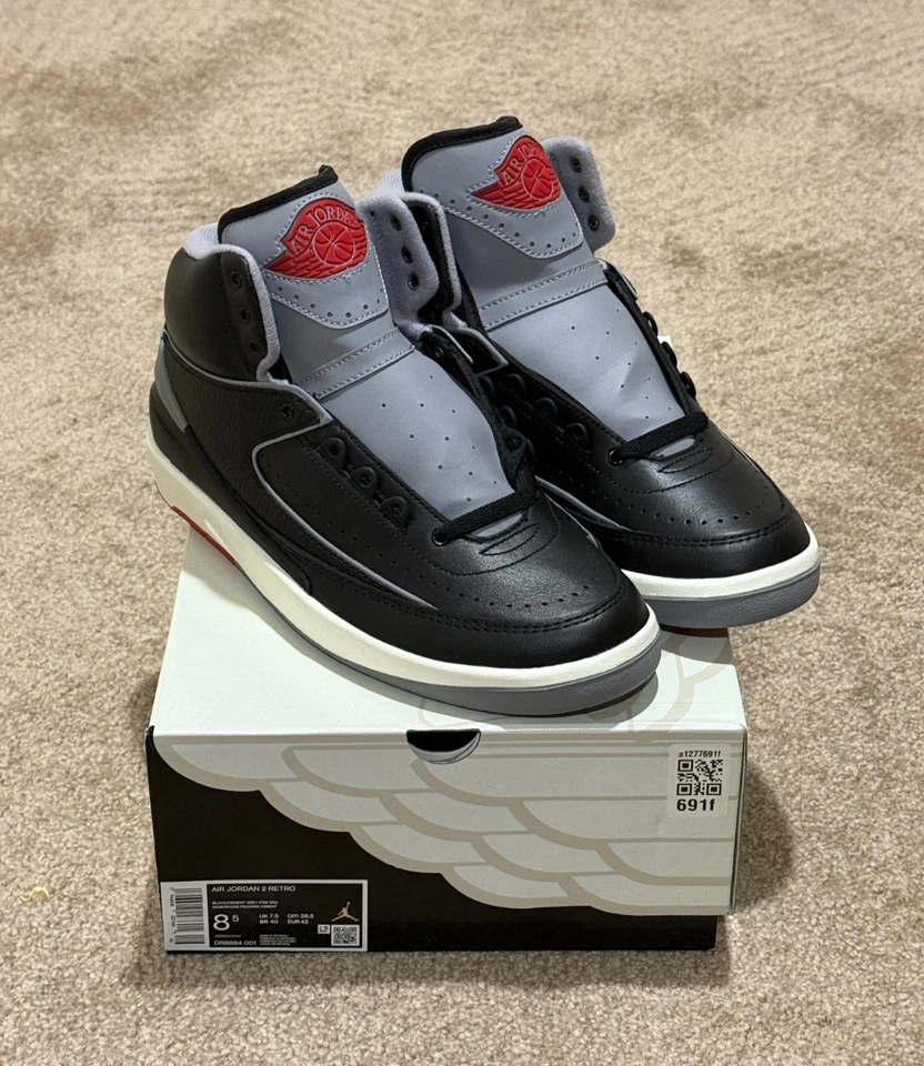 Tênis Nike Air Jordan 2 retrô preto cimento masculino EUA tamanho 8.5 - DR8884-001 - NOVO - Imagem 2 de 4