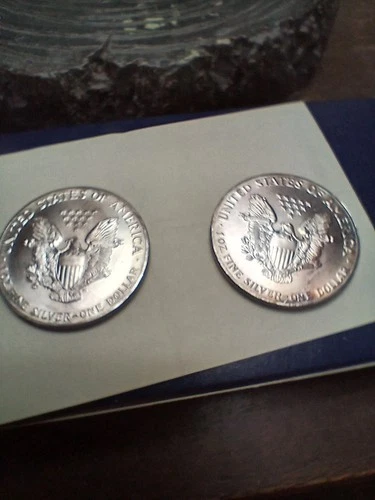 1987 Walking Liberty American Eagle One Dollar 1 Oz. Fine Silver Coin Lot of two